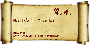 Mallár Aranka névjegykártya